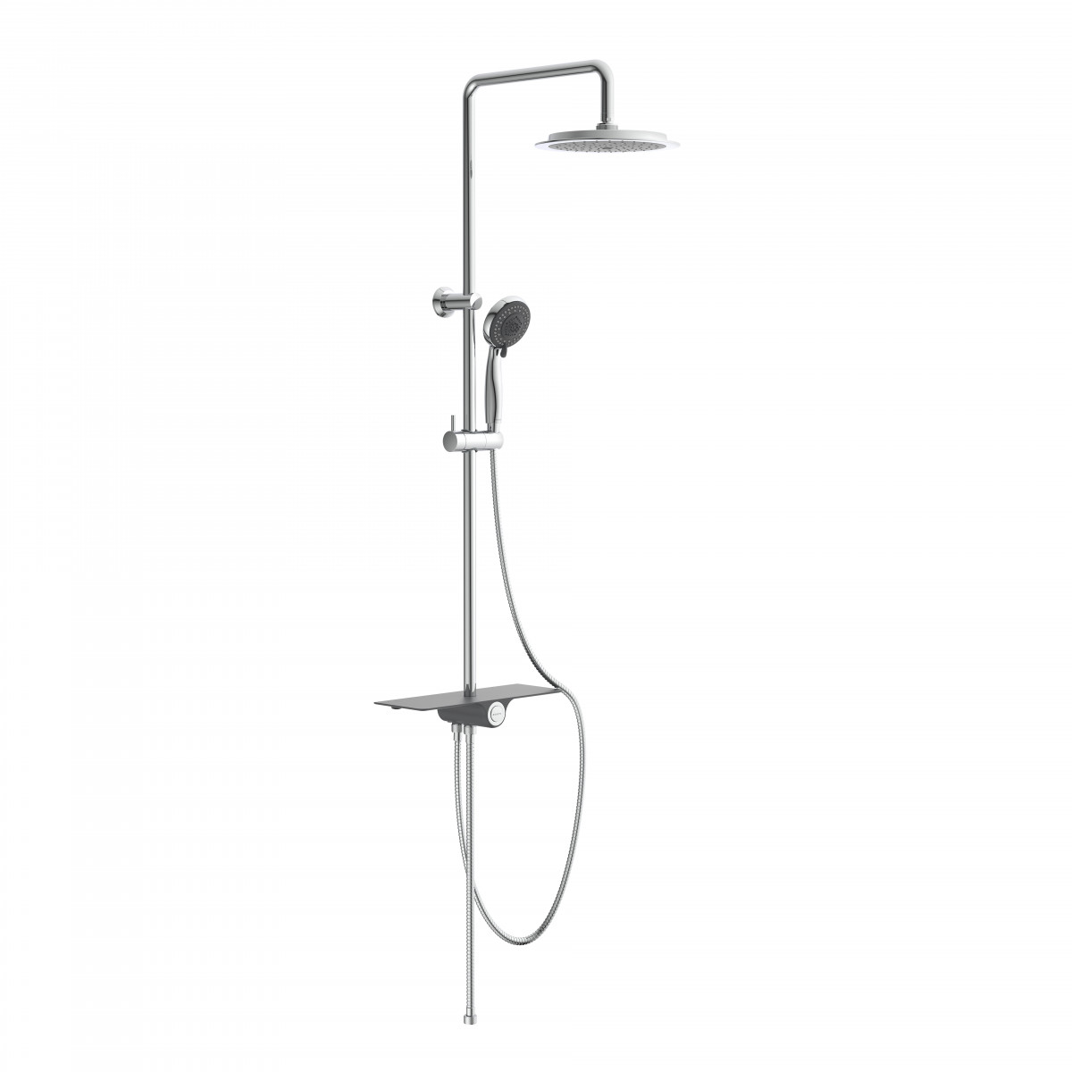 AQUASTAR Overhead shower set, chrome/ anthracite, with tray (mid diverter)