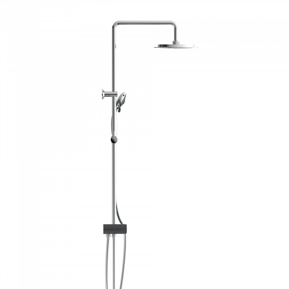 AQUASTAR Overhead shower set, chrome/ anthracite, with tray (mid diverter)