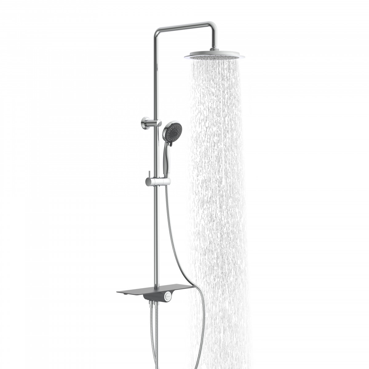 AQUASTAR Overhead shower set, chrome/ anthracite, with tray (mid diverter)