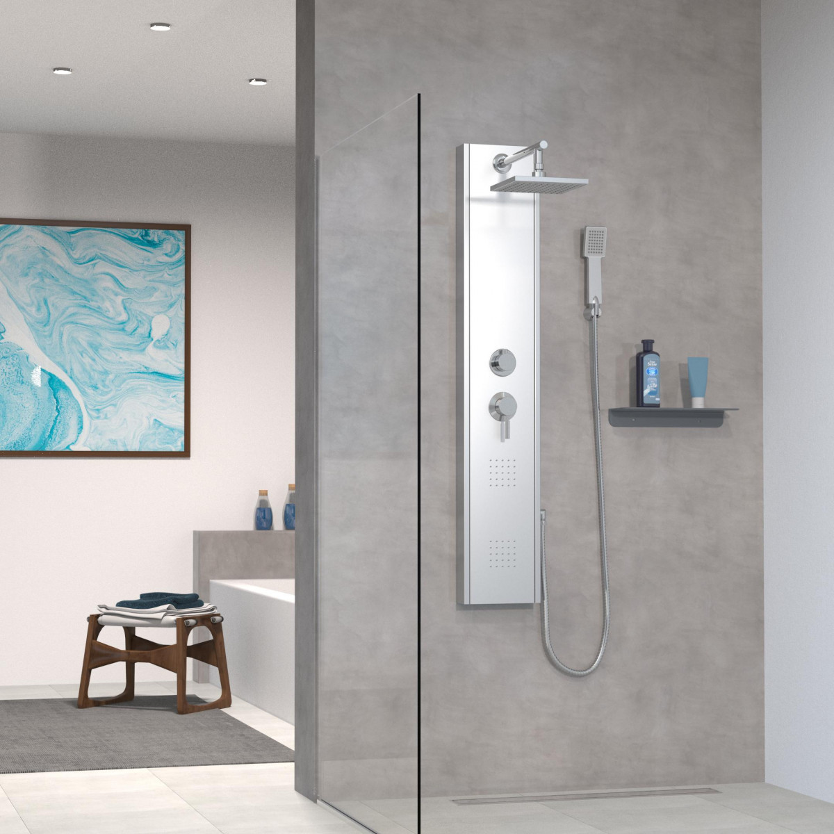 TAHITI Shower panel, stainless steel