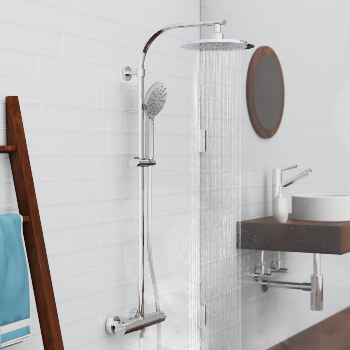 MADURA FRESH Overhead shower set, chrome, with thermostatic faucet