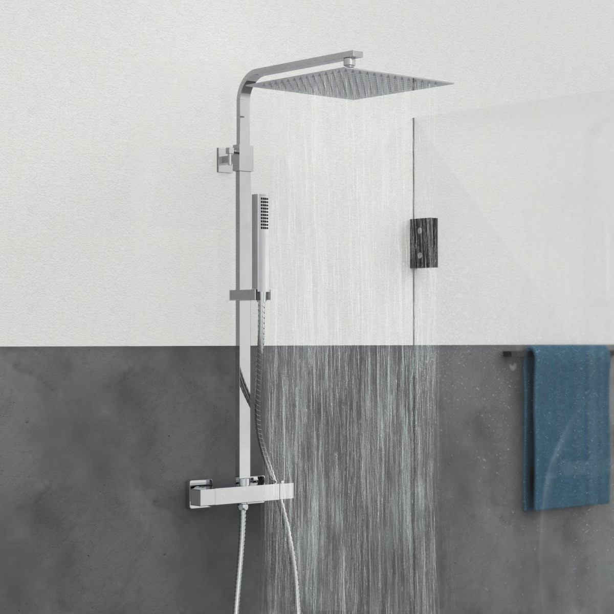 SUMBA Overhead shower set, chrome, with thermostatic faucet