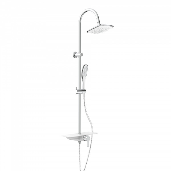 WATERWAY Overhead shower set with tray, Chrome/White