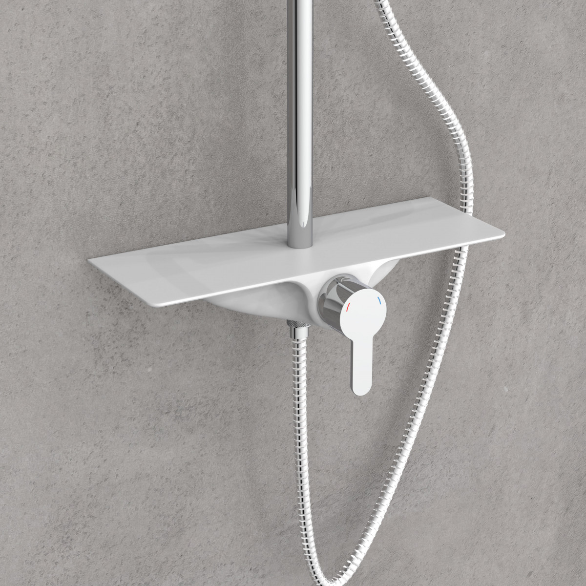 WATERWAY Overhead shower set with tray, Chrome/White