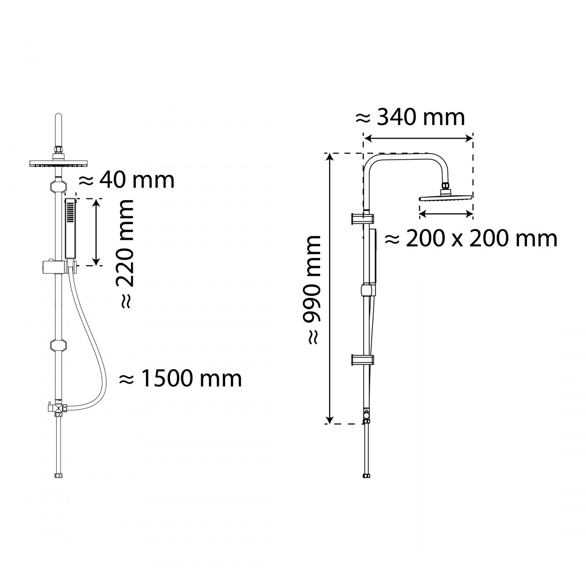 TOKYO Overhead shower set, chrome