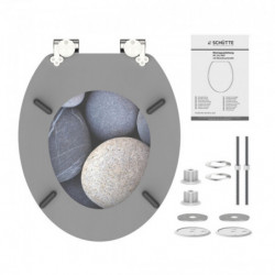 Abattant WC en MDF GREY STONE avec Frein de Chute