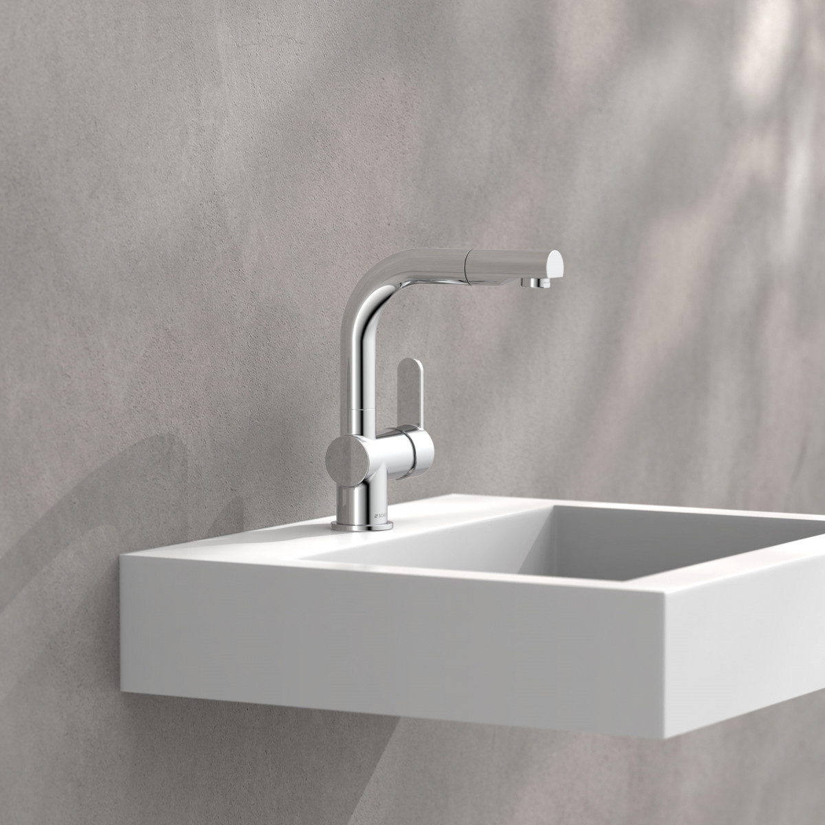 LONDON Wash basin mixer, chrome, with pull-out hair sprayer