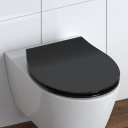 Abattant WC en Duroplast Extra Fin SLIM BLACK avec Frein de Chute et Déclipsable