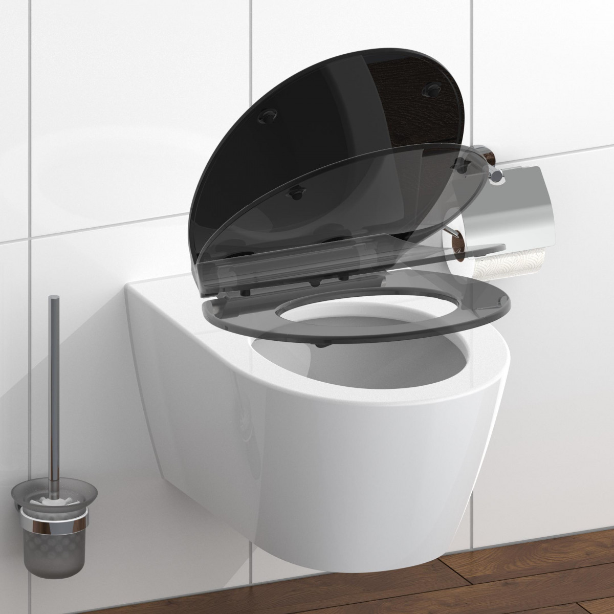 Abattant WC en Duroplast Extra Fin SLIM BLACK avec Frein de Chute et Déclipsable