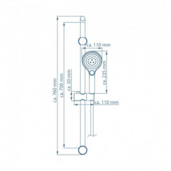 Shower rail set, chrome, adhesive