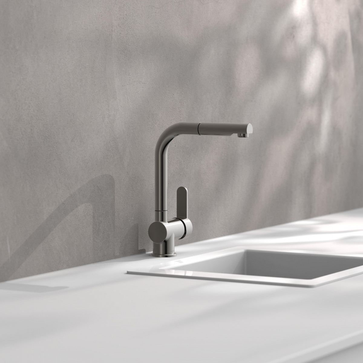 LONDON Sink mixer, graphite matt, with pull-out spout