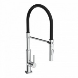 STILO Sink mixer, chrome/black, with soft-touch hose