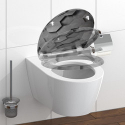 Duroplast Toilet Seat GREY HEXAGONS with Soft Close and Quick Release