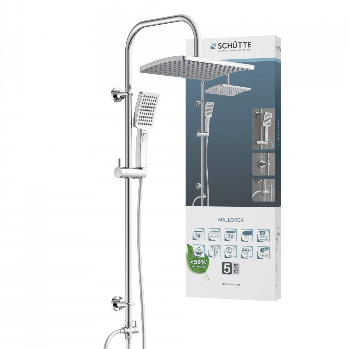 MALLORCA Overhead showerset, chrome