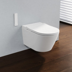 CESARI PREMIUM, Rimless shower toilet with slimline seat, white