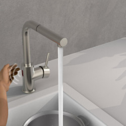 VITAL sensor sink mixer, stainless steel look, pull-out spout