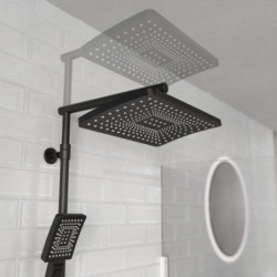 TRENTO Set douche de pluie avec Mitigeur thermostatique • Noir mat