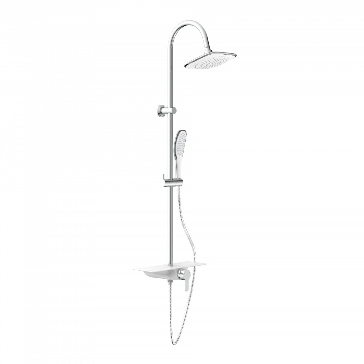 WATERWAY Overhead shower set with tray, Chrome/White