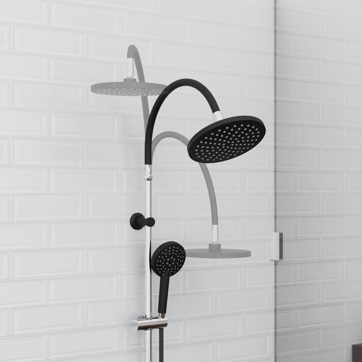 MATAO RAIN Overhead shower set, chrome/ black matt