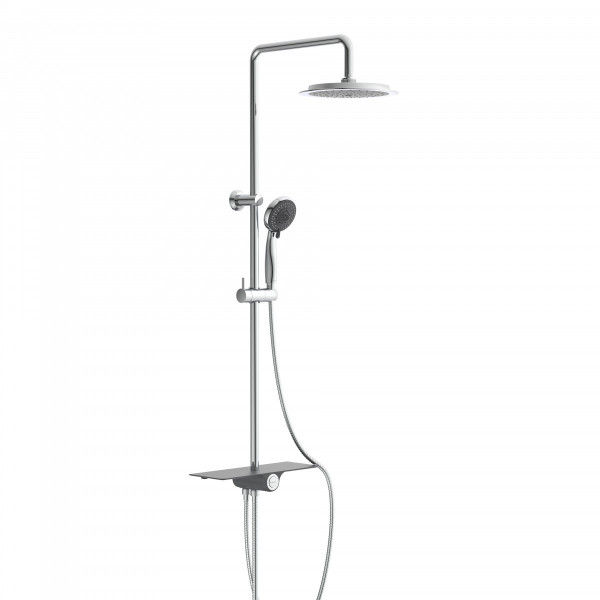 AQUASTAR Overhead shower set, chrome/ anthracite, with tray (mid diverter)