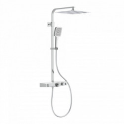 OCEAN Overhead shower set, chrome/ white, with thermostatic tray