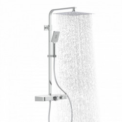 OCEAN Set de douche à l'envers avec mitigeur thermostatique, Chromé/Blanc