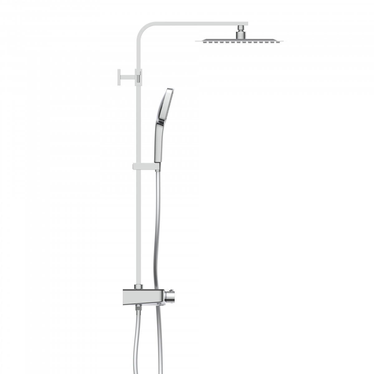 OCEAN Overhead shower set, anthracite, with thermostatic tray