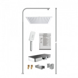 OCEAN Overhead shower set, anthracite, with thermostatic tray