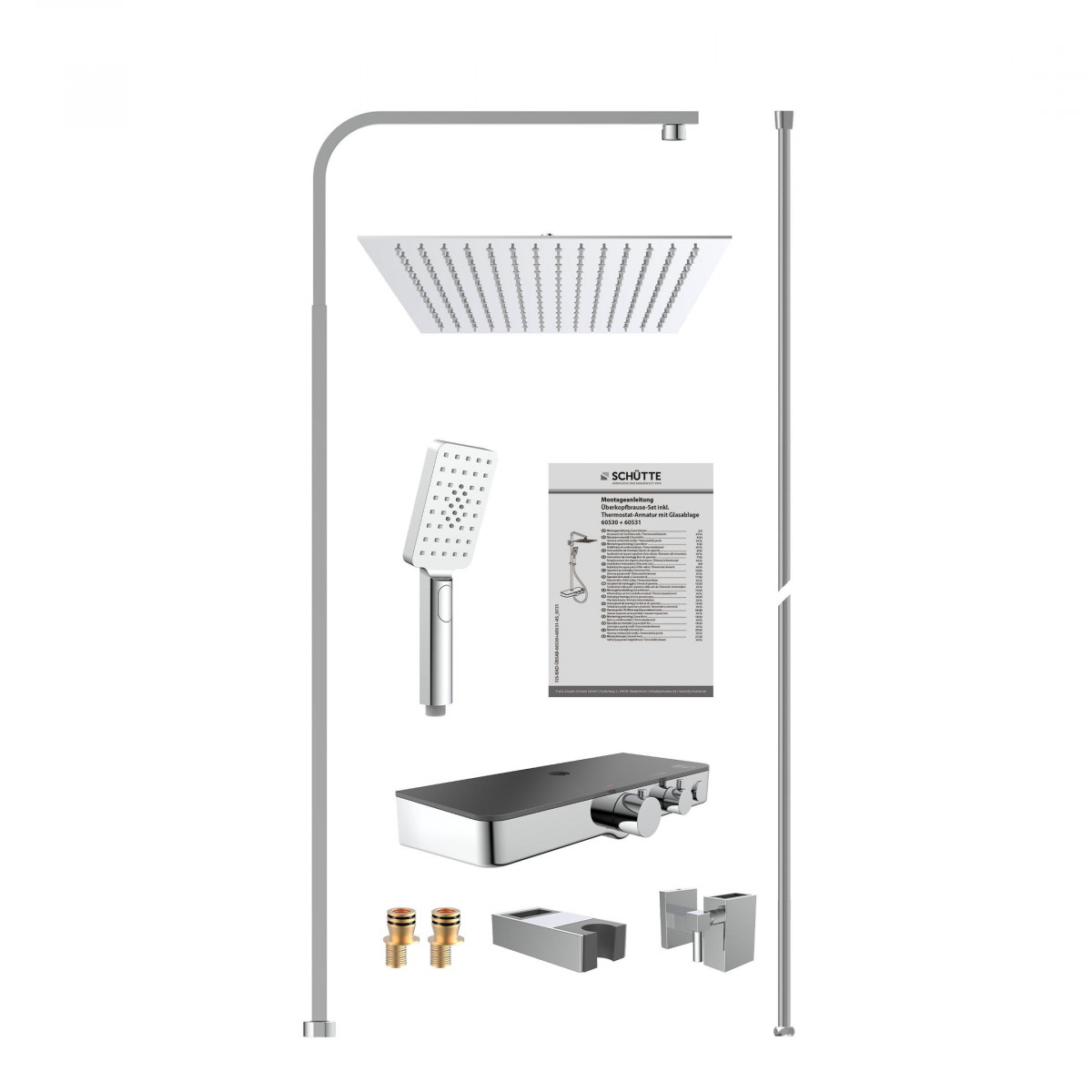 OCEAN Overhead shower set, anthracite, with thermostatic tray