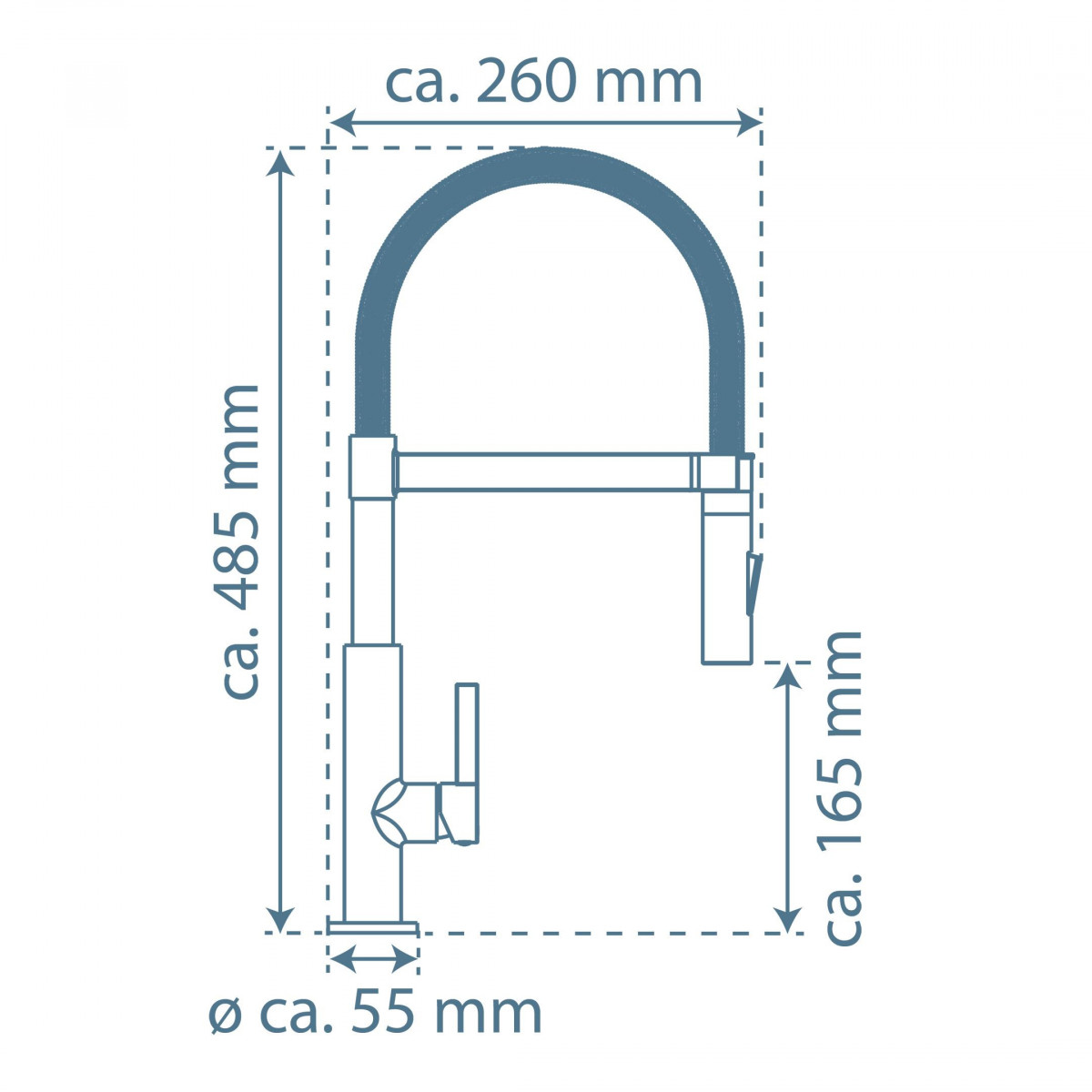 MIAMI Sink mixer, black matt, with soft-touch hose