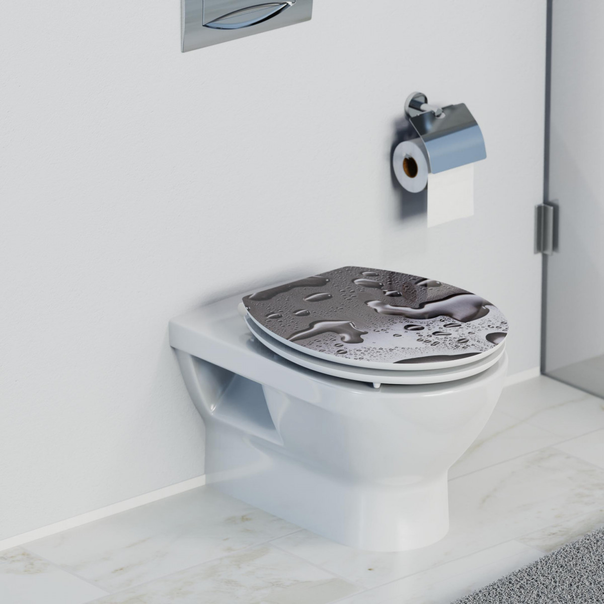 MDF High Gloss WC-Sitz GREY STEEL, mit Absenkautomatik