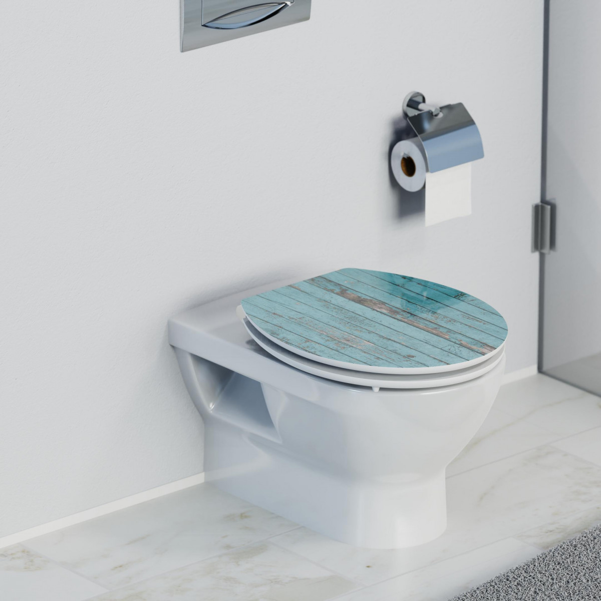 MDF HG Toilet Seat BLUE WOOD with Soft Close