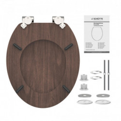 Abattant WC en MDF DARK WOOD avec Frein de Chute