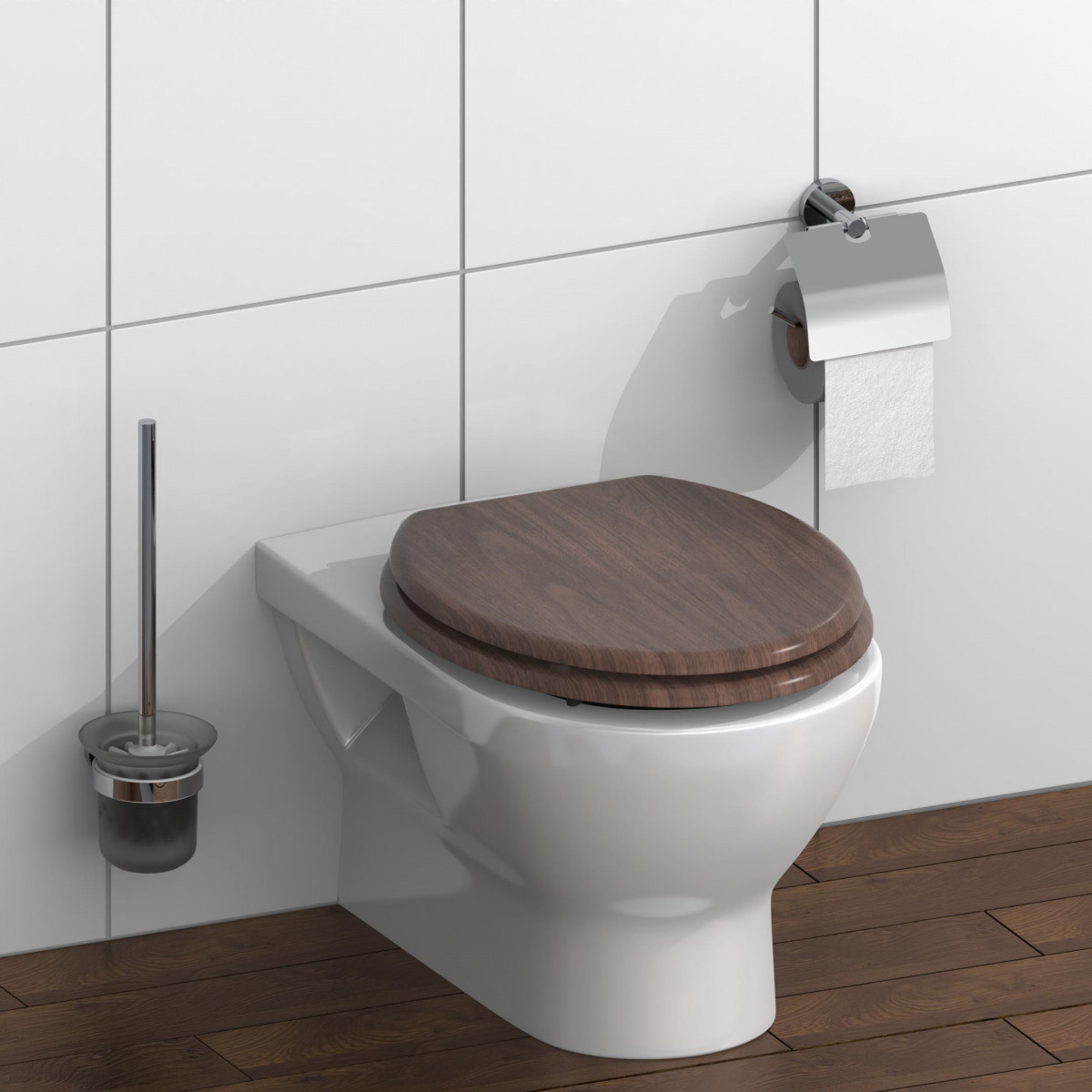 Abattant WC en MDF DARK WOOD avec Frein de Chute