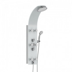 LANZAROTE Shower panel III, with thermostatic mixer, glass/ white