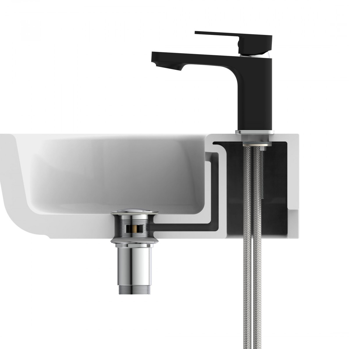 MADAGASKAR Wash basin mixer, black/chrome