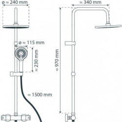 ADRIA Überkopf-Brauseset mit Thermostatarmatur, Schwarz matt