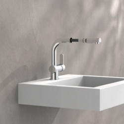 LONDON Wash basin mixer, chrome, with pull-out hair sprayer