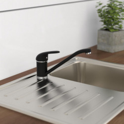 DONNAU Sink mixer, Low pressure, Black matt, Powder and chrome coated, Tap, Swivel spout, Kitchen mixer tap