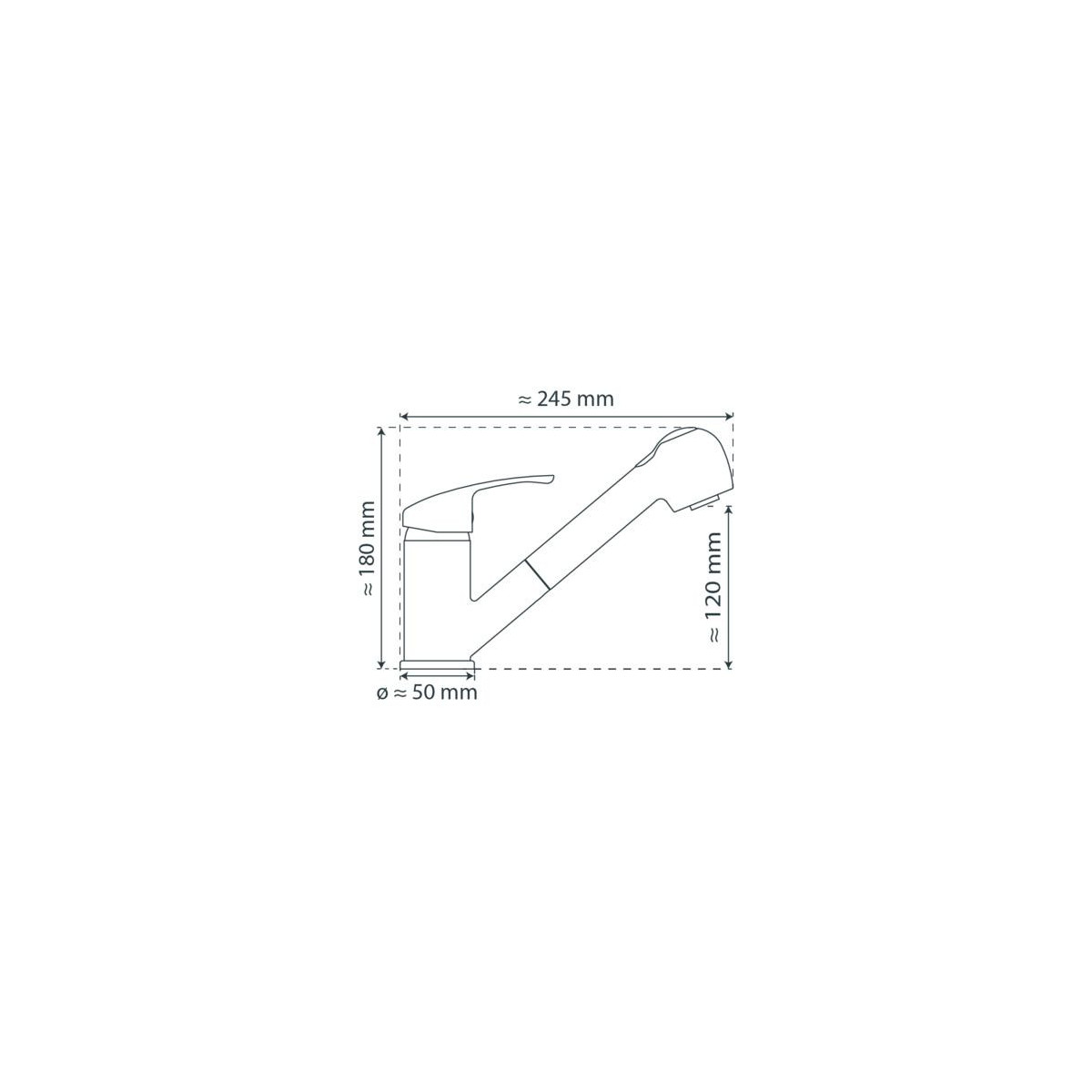 DIZIANI Sink mixer low pressure, chrome, with pull-out sprayer