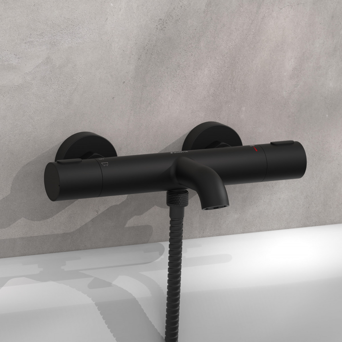 LOS ANGELES Thermostatic bathtub mixer, Black matt