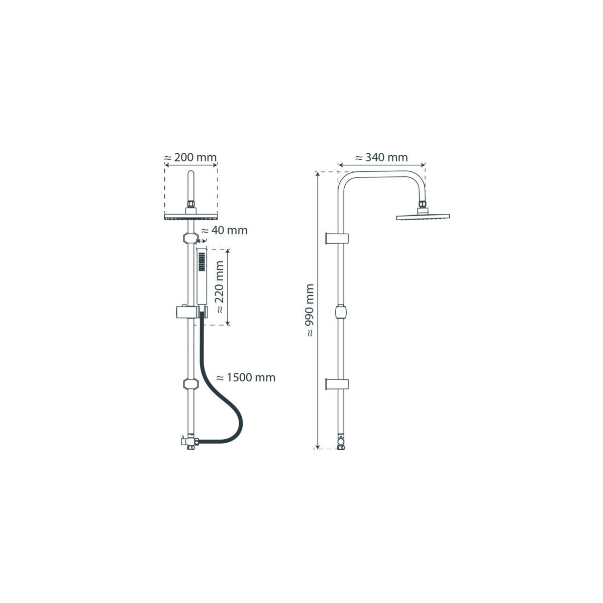 TOKYO Overhead shower set, chrome