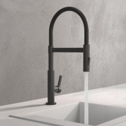 MIAMI Sink mixer, black matt, with soft-touch hose