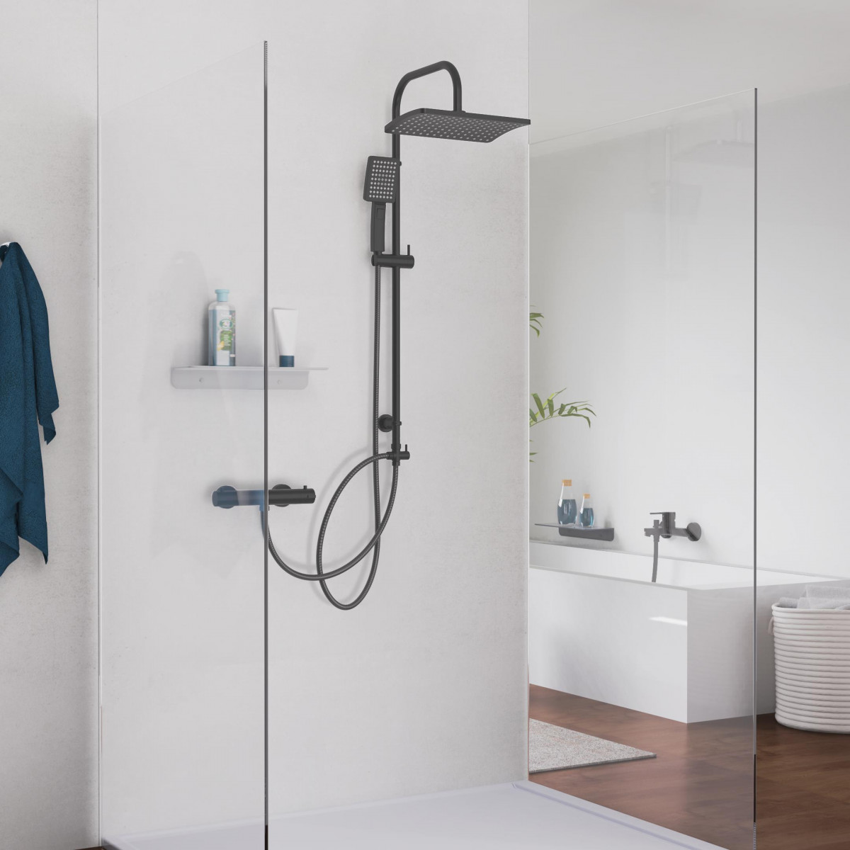 MALLORCA Overhead showerset, black matt