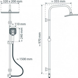 MALLORCA Overhead showerset, black matt