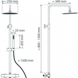 AQUADUCT Overhead shower set, black, with thermostatic tray