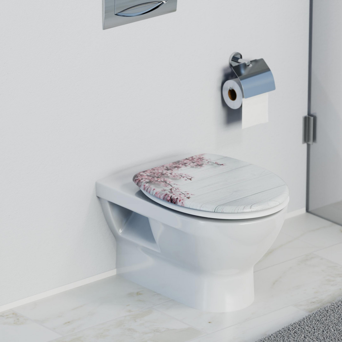 Abattant WC en Duroplast FLOWERS&WOOD avec Frein de Chute