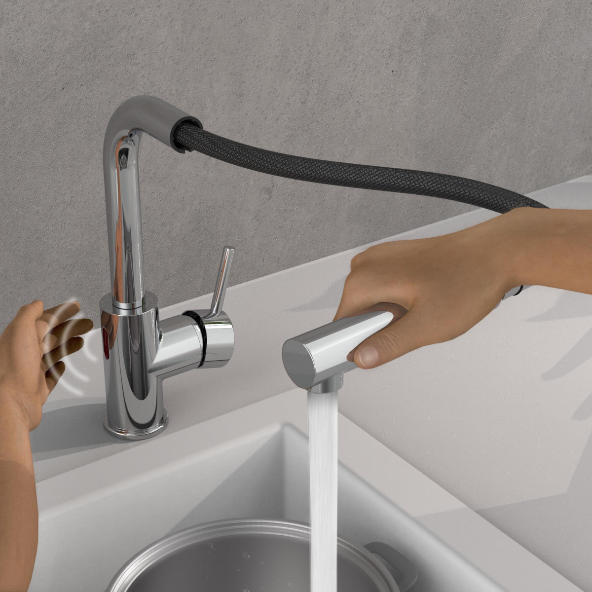 VITAL sensor sink mixer, chrome, pull-out spout