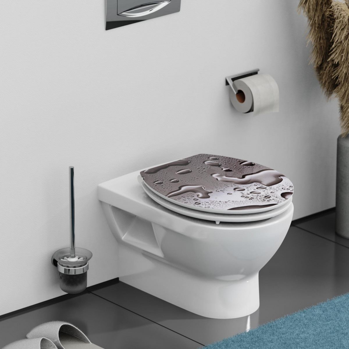 MDF HG WC-Bril GREY STEEL met Valrem