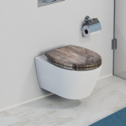 Abattant WC en Duroplast OLD WOOD avec Frein de Chute et Déclipsable